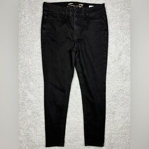 Seven7 Jeans Womens 12 Tummyless High Rise Skinny Black Denim Classic Minimalist